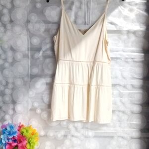 OLD NAVY CREAM SMOCKED TIERED TANK TOP SIZE MEDIUM